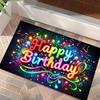 Neon birthday happy pattern Flannel-printed floor mats has a non-slip function is suitable entrances bathroom welcome carpets
