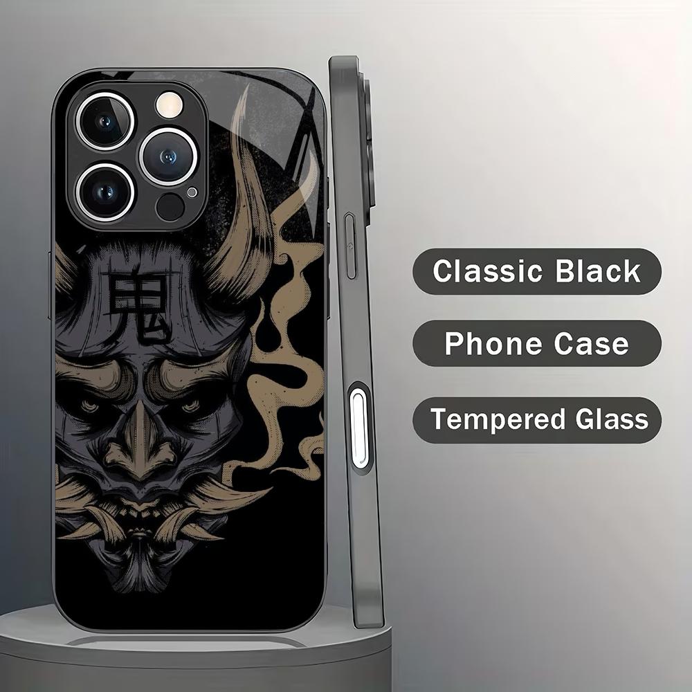 Mask design tempered glass mobile phone case suitable for iPhone 17Promax anti-fall 16 15 14 13 12 11 Pro/ Max /Plus shockproof