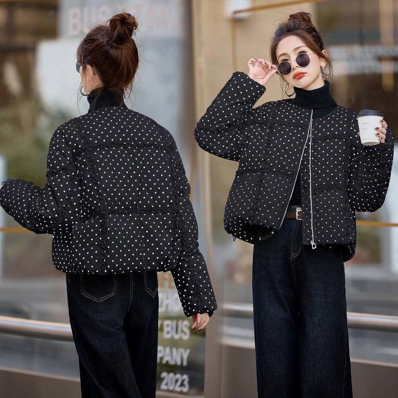 

2024 Женский пуховик высокого класса в горошек - Универсальный, теплый и стильный XL (130-145 lbs) чёрный