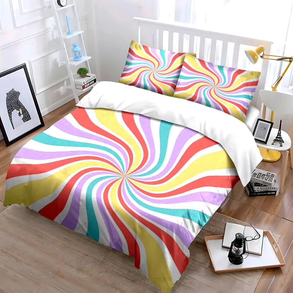 Colorful Abstract Spiral Decor Set Soft Comfortable Duvet Cover Bedding Set Included 1*Duvet Cover & 2*Pillowcases gift