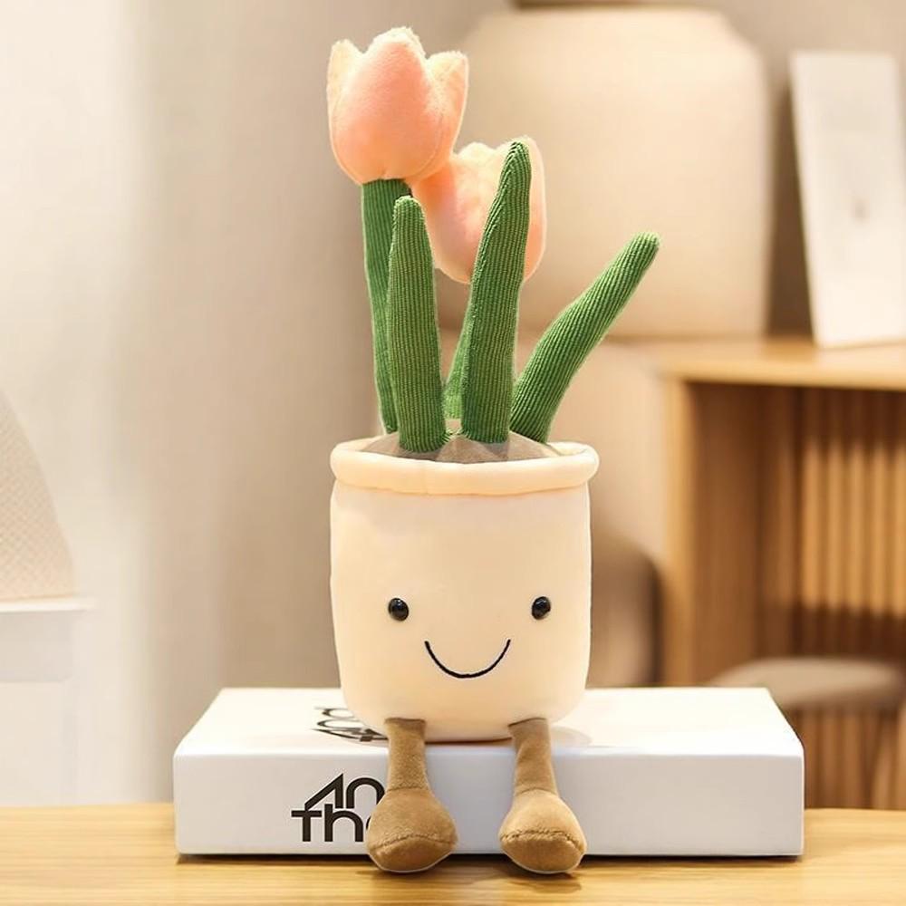 Realistisches Tulpen-Spielzeug Sukkulenten-Pflanze Plüschfüllung Spielzeug Topfpflanzen-Dekoration Spielzeug Zimmer Bücherregal Dekoration Kreativ