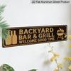 2D Flat, 1pc Rustic Farmhouse Aluminium Decorative Sign "Backyard Bar & Grill Welcome Good Time" with Beer Bottles & Grill Art - Season Holiday