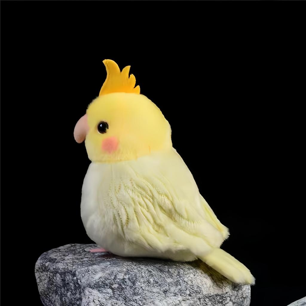 Lifelike Yellow Cockatiel Plush Toy 5.9 Inch Soft Parrot Keychain Pendant, Cute Bird Bag Pendant Gift Decoration