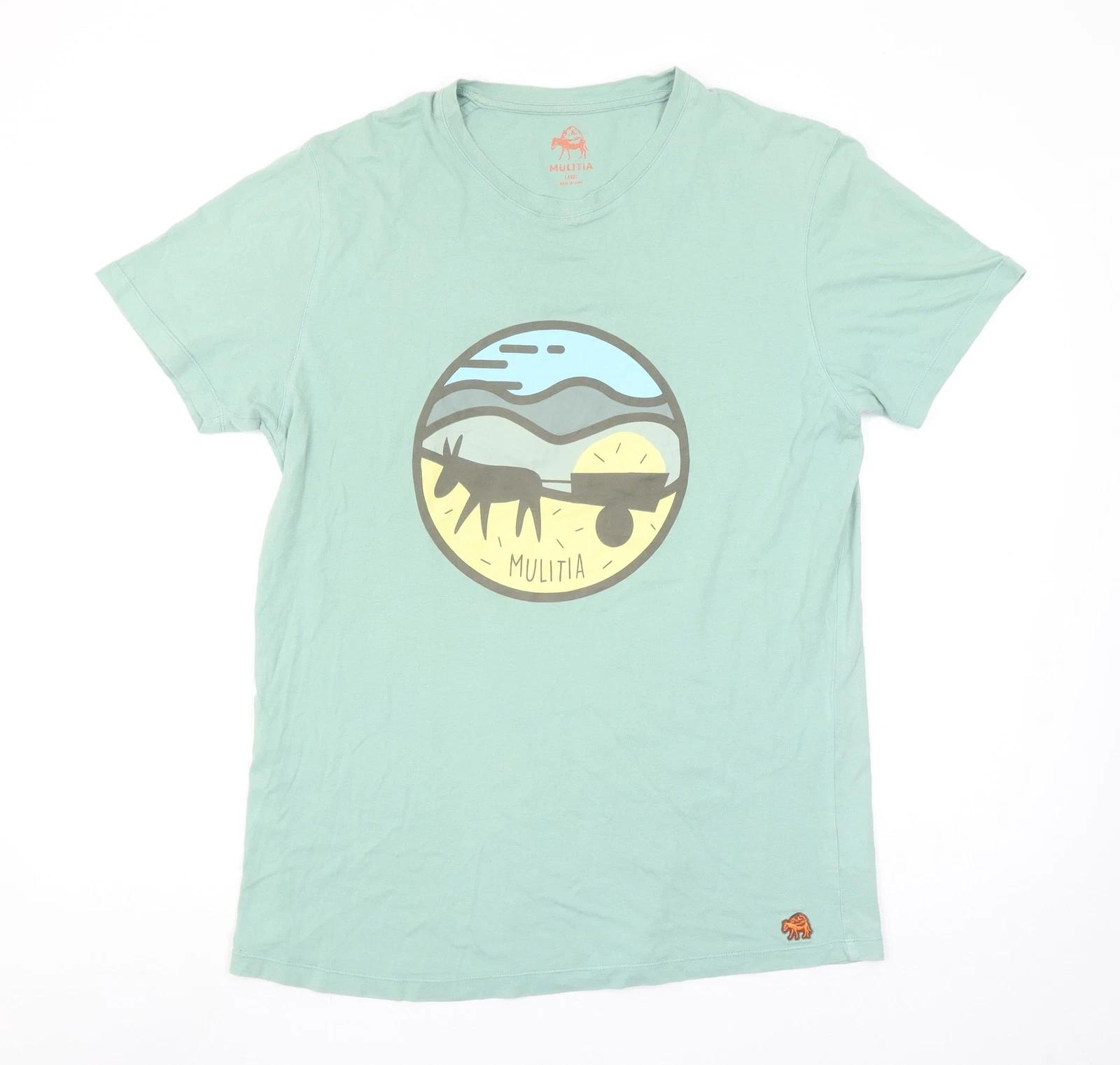 

Mulitia Men s Green Graphic Animal Print Cotton T-Shirt Size L L