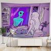 Alien Mirror Tapestry Trippy Psychedelic Bathroom Print Wall Hanging for Living Room Bedroom Dorm Decor