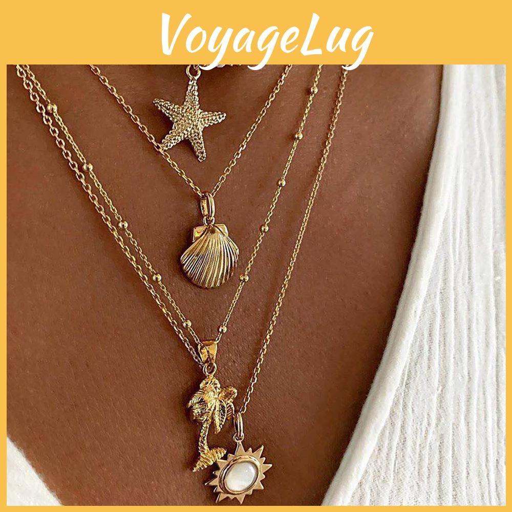 Layered Shell Unique And Starfish Necklace With Eyecatching Alloy Design Suitable For Women Fashionforward
