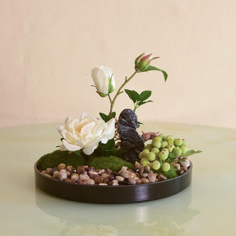 Large Round Table Turntable Centerpiece for Hotel Dining and Private Room Decor - Artificial Flower Art Landscape