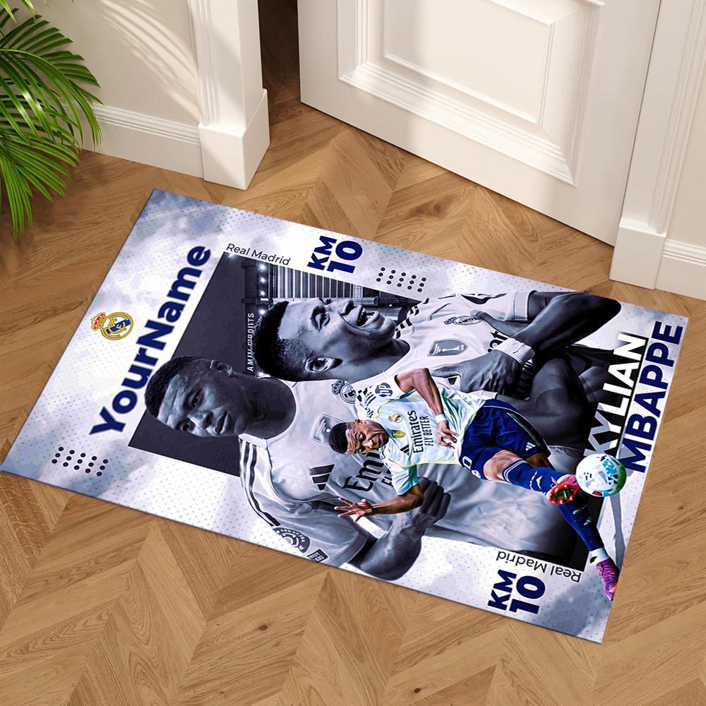 Mbappe Customize Your Name Area Rug Suitable for Study room Playrooms Foyer Balcony Anti-slip Rug Anime Office Decor Perfect Gift for Friends & Family