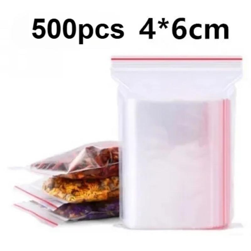 80 Microns 500-100PCS/bag, High Transparent PE Zipper Bag Reusable Plastic Self Sealing Bag Sugar Candy Dry Gift Storage Bag