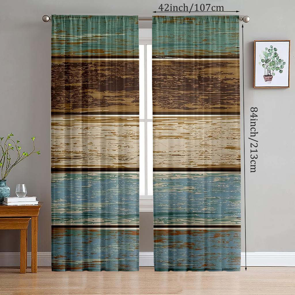 

2pcs- Multi-color artificial wood board polyester curtains, bathroom, bedroom, living room, and family room decorative curtains 14Wx39L(35x100CM)x2