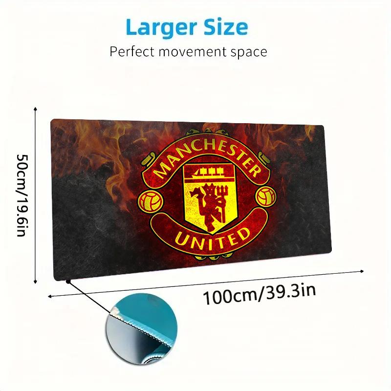 Man United3 Print Cushion Non-slip Laptop Tablet Big Mousepad XXL Mat Mini PC Playmat With Lock Edge