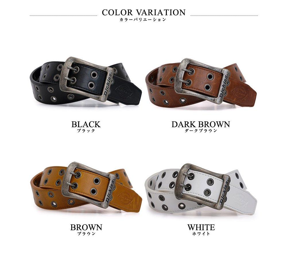 Dickies Faux Leather Eyelet Double Pin Belt for Black Men,