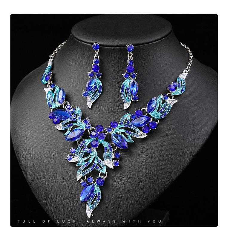 European and American new color painting oil necklace set female exaggerated retro, sweater chain collarbone chain, alloy electroplating