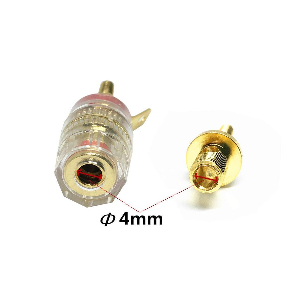 42mm High Performance Speaker Terminal Brass Gold Plated Terminal of Support Banana Plug [Set 16/Red 8/Black 8]