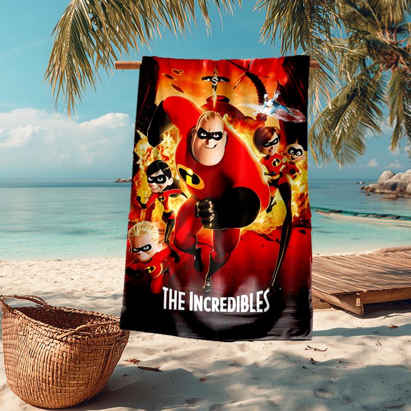 Ultra-Soft Beach Towel with The Incredibles Theme,Ideal for Pool - Camping, Diving - Perfect Travel Essential, Vibrant Beach Towel.