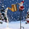 Santa Claus Handheld Solar Powered Water Bottle Lawn Ornament Metal Outdoor Ground Insertion Decorative Atmosphere Gift