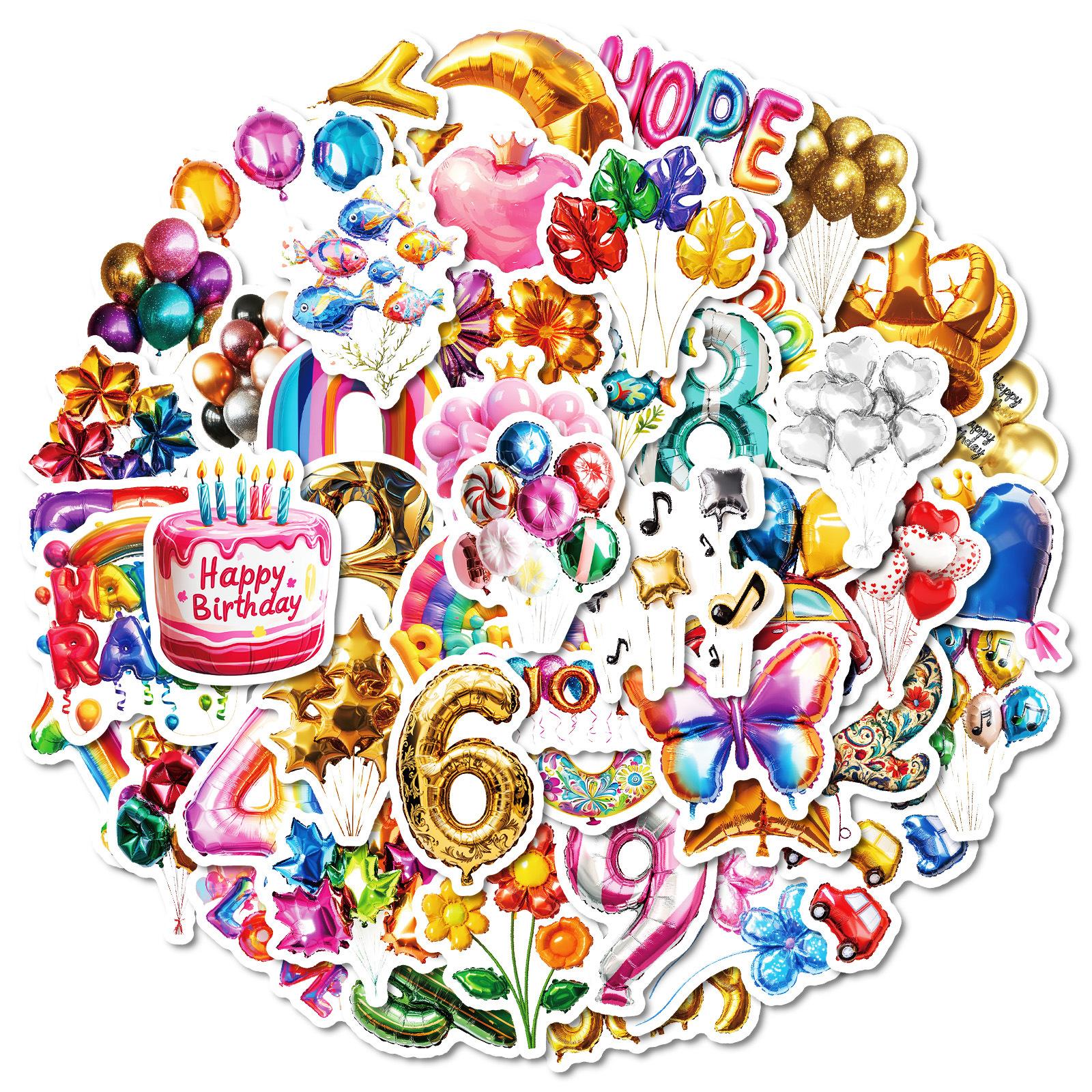 

50 Colored Aluminum Foil Balloons Waterproof Decorative Stickers Birthday Party Wind Kids Rewards Stickers Batch