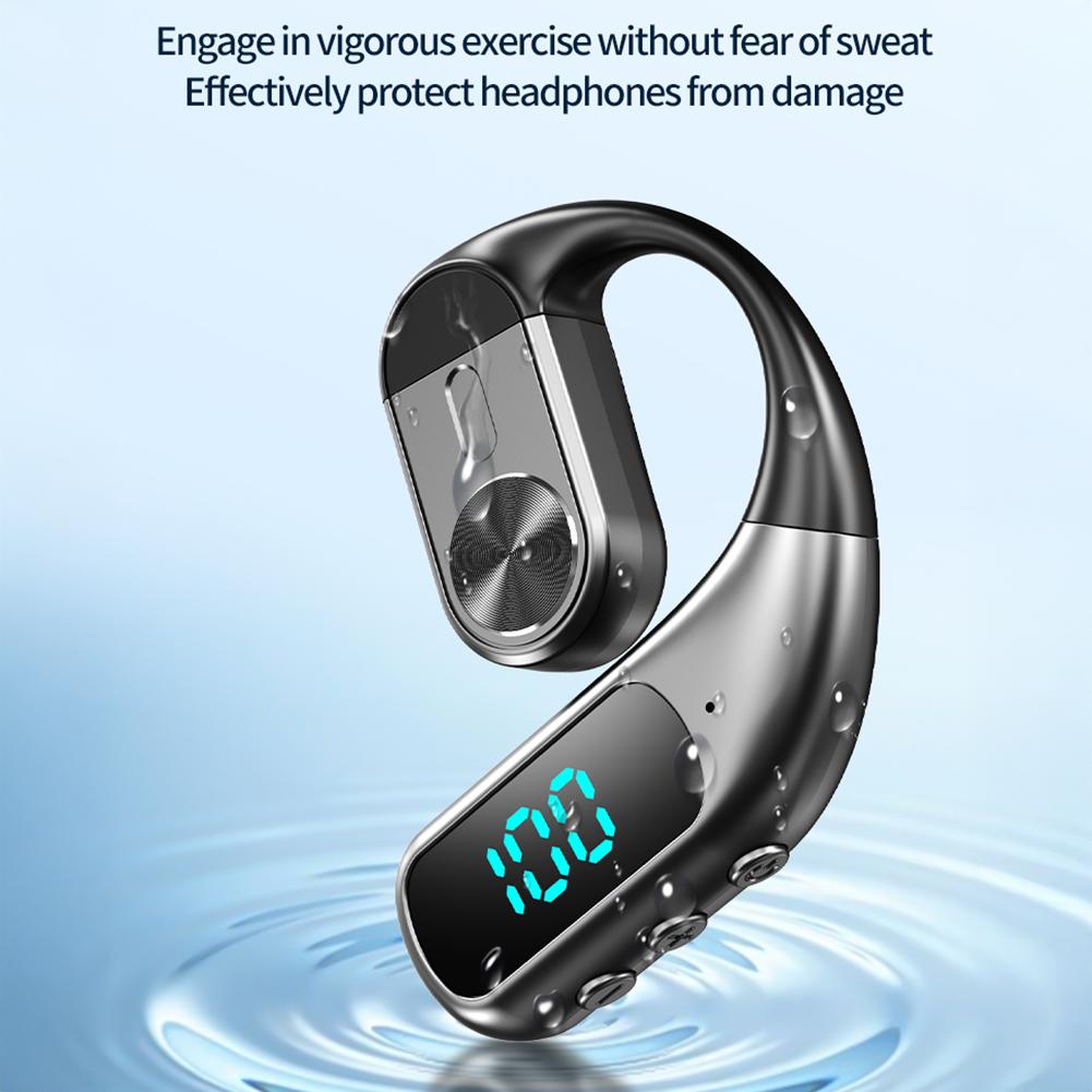 Rotatable Wireless Bluetooth Headphones With Digital Display Open-Ear Business Bone Conduction Clip-On Headphones
