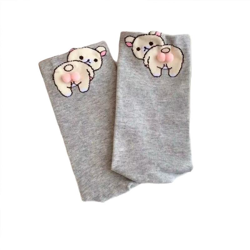 1 Paar Dreidimensionale Bequeme Baumwollsocken Cartoon Multi-Element Hautfreundliche Kleiner Bär Ei Socken