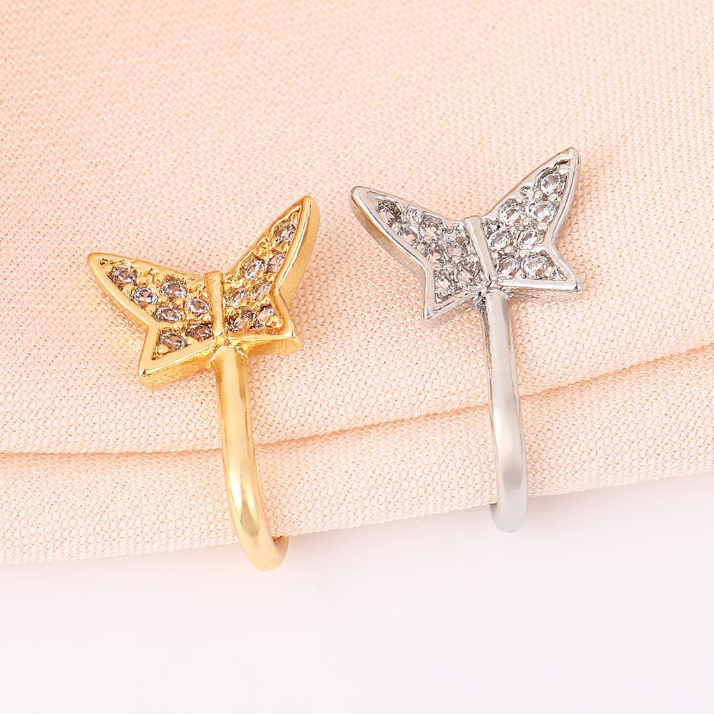 Butterfly Nose Ring Copper Inlaid Zircon Free Perforation U-Shaped Small Butterfly Nose Clip Puncture Jewelry
