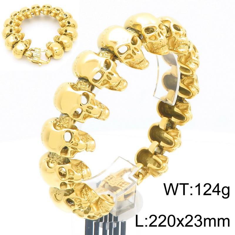 Hip-Hop Schädel Herren Titanstahl Armband, Kreative Persönlichkeit Glänzender Geisterkopf Edelstahl Handschmuck