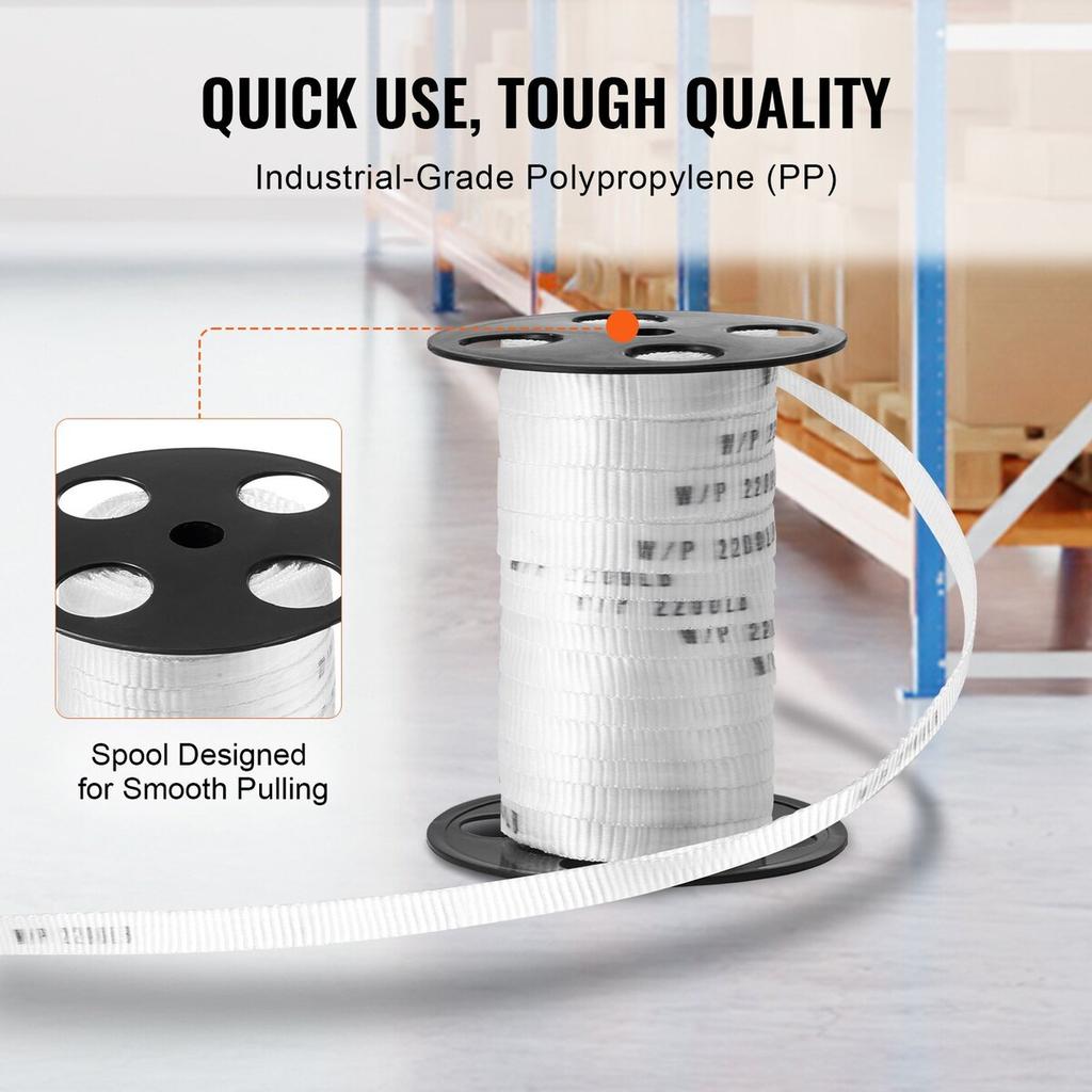 Polyester Pull Tape, 5/8" x 108' Mule Tape Flat Rope, 2200 lbf Tensile Capacity, Printed Webbing Cable Pulling Tape for Packaging, Gardening,