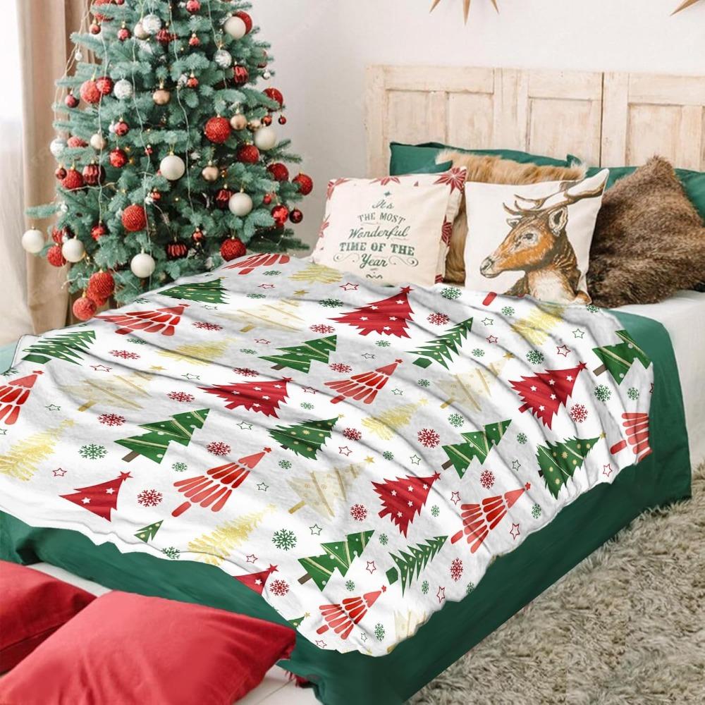 Christmas Blanket Snowflake Gnome Santa Claus Xmas Tree Throw Blanket for Couch Lightweight Soft and Warm for Sofa Bed
