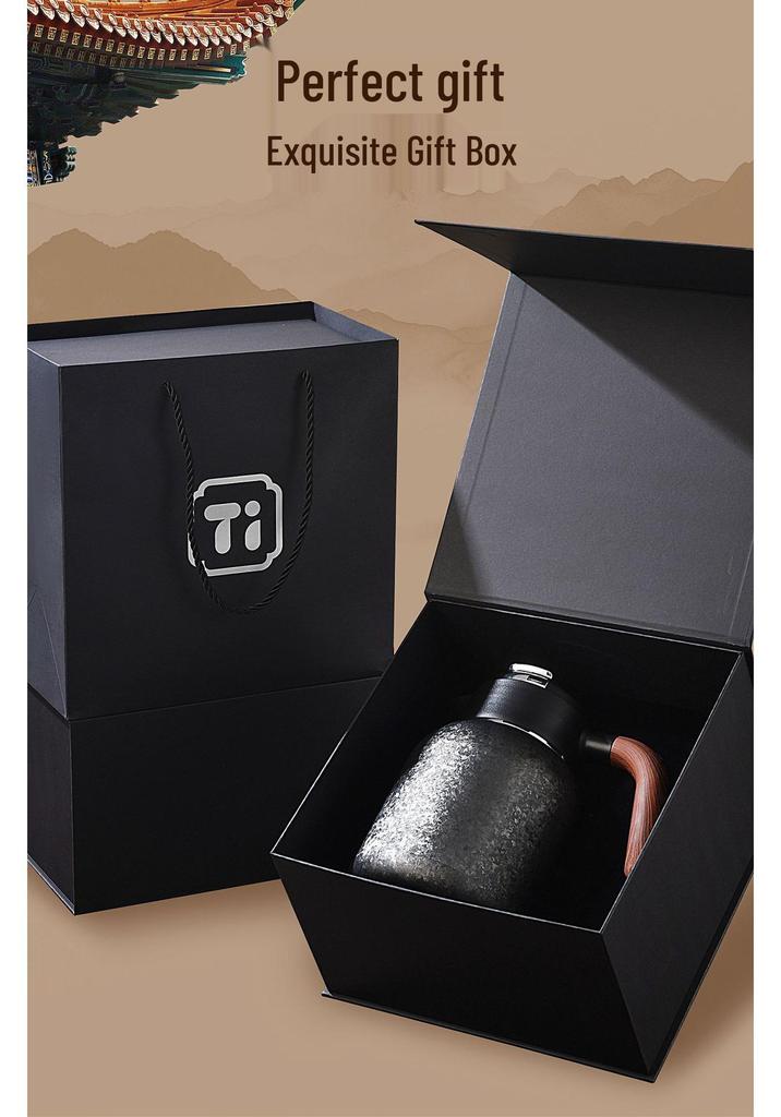 Portable High-End Pure Titanium Tea Set with Insulated Teapot and Teacups - Ideal for Business Travel and Gifts