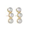 Atoztide Gold Color Imitation Pearl Earrings for Women Girl Stainless Steel Temperament Elegant Stud Earring Party Jewelry Gift