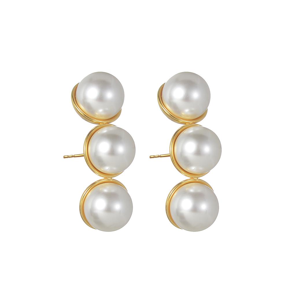 Atoztide Gold Color Imitation Pearl Earrings for Women Girl Stainless Steel Temperament Elegant Stud Earring Party Jewelry Gift