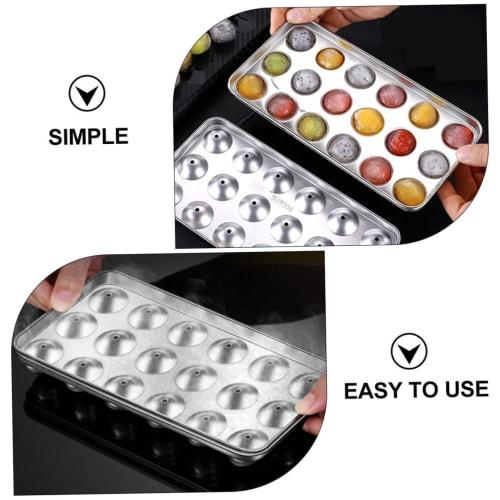 WATIIFUFU Ice Hockey Mold, Freezer Ice Tray, Ice Cube Mold, Ice Baking Mold, Ice Maker Machine, DIY Ice Mold, Round Ball Shape, 304 Stainless Steel, S