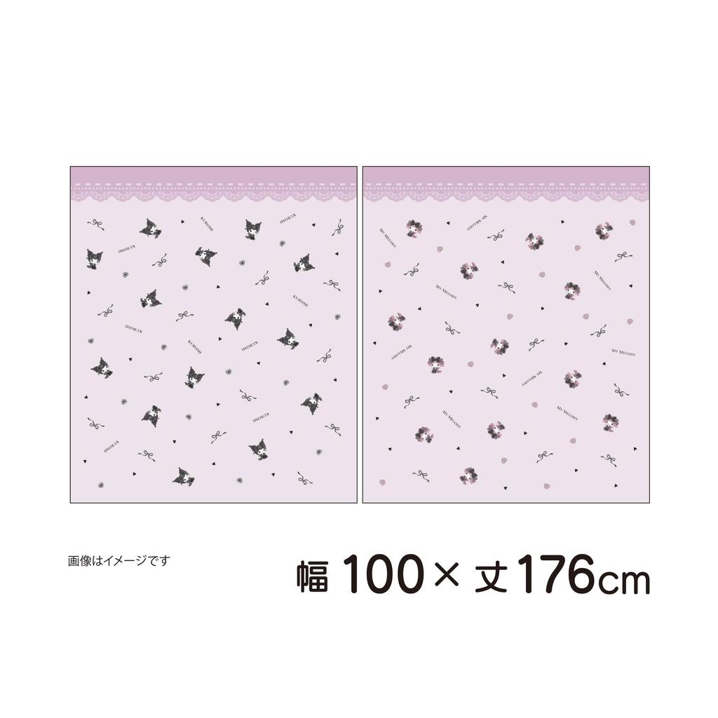 MORIPiLO Sanrio Lace Curtains Featuring My Melody and Kuromi Connecting Art 100x133cm Set of Cute Sanrio Midnight Makura No Morishita (Eba Pattern,