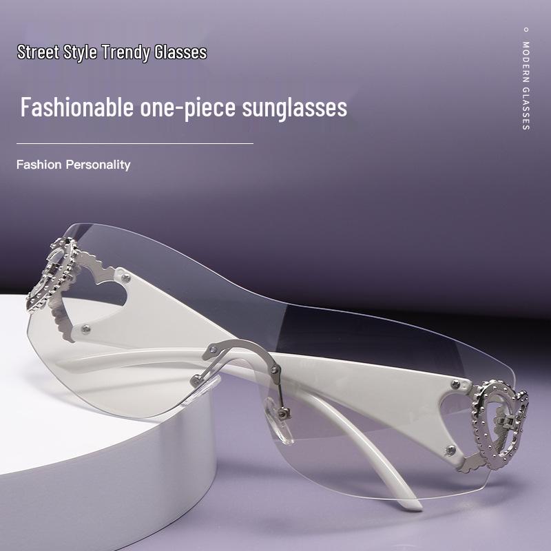 Trendy Heart-Shaped Rimless Sunglasses - European & American Style