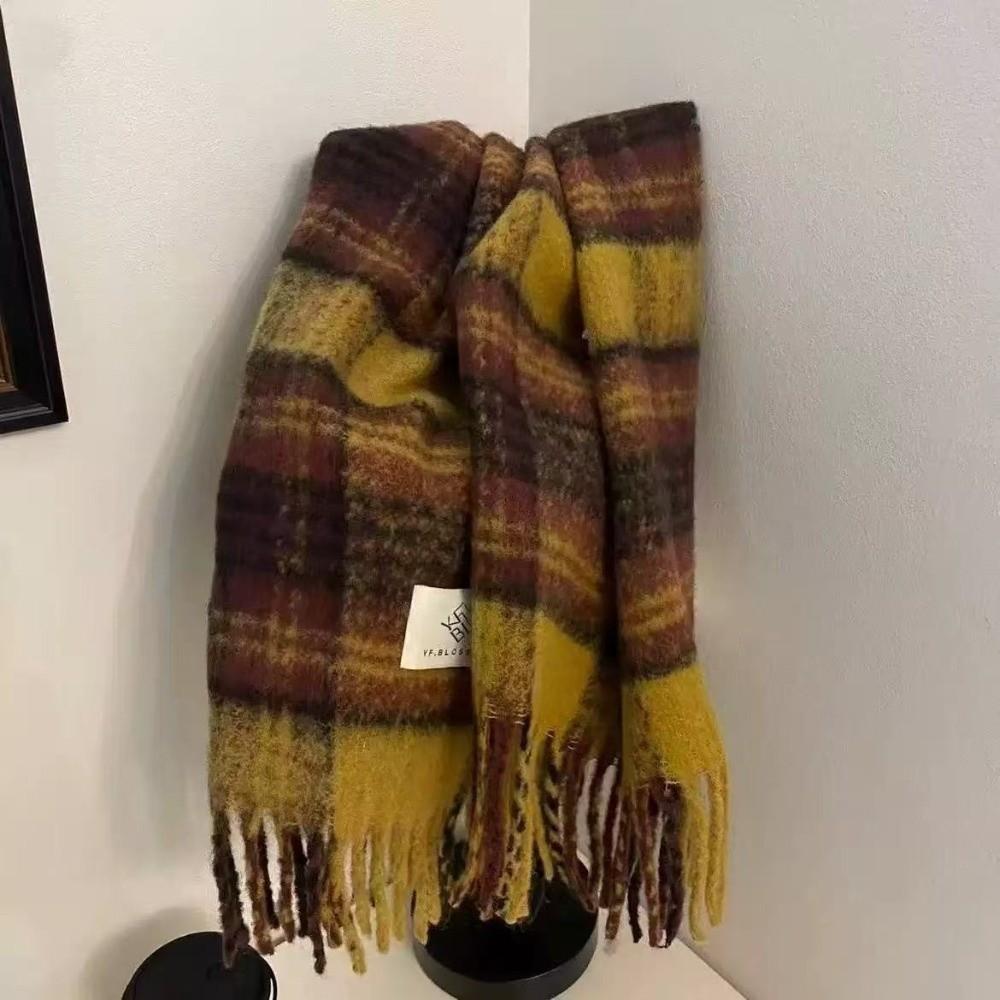 Long Tassel Winter Scarf Thicken Striped Wraps Fashion Large Shawl Women