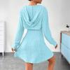Women's Fashionable Casual Solid-color Long-sleeved Hooded Short Top + Sleeveless Dress Set