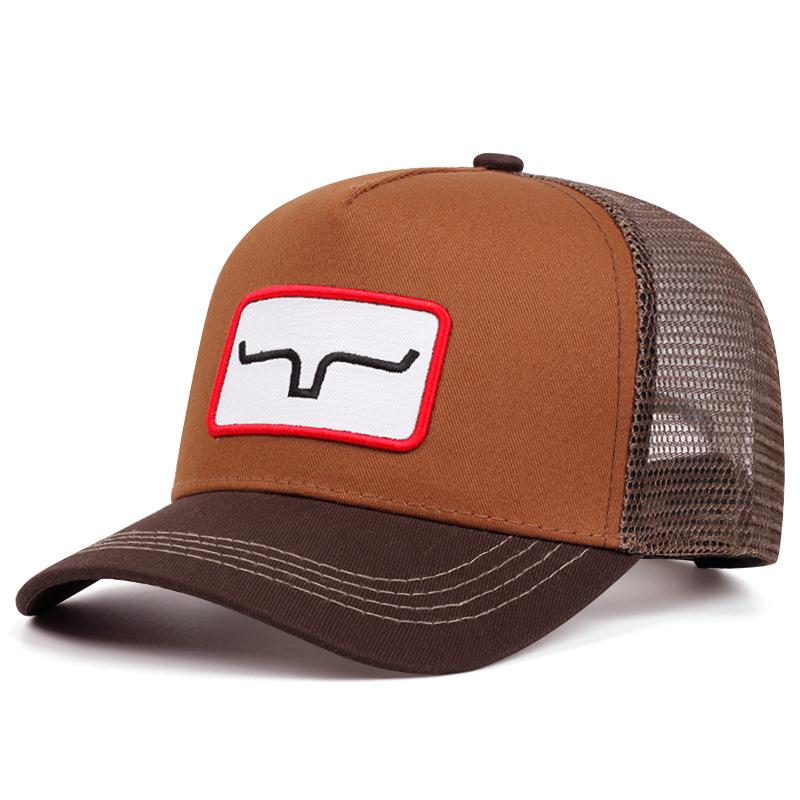 La Casquette en Maille de Forme Cornue Brodée Color-Block Est Une Casquette de Baseball Tendance à la Mode Pour les Loisirs Quotidients et les Sports de Plein Air