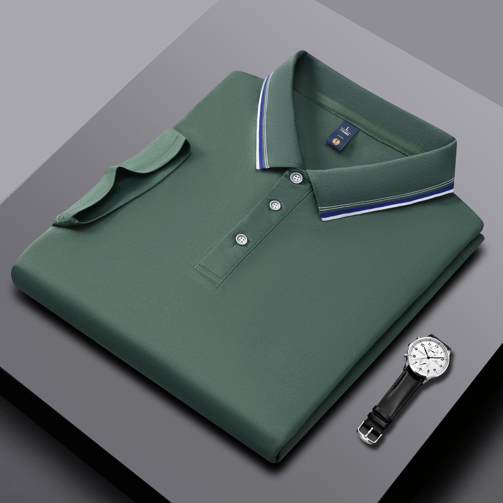 Polos pour Hommes et Femmes Été Nouveau T-shirts à Col Rayé Haute Qualité Couleur d'Assemblage Affaires Couleur Unie Manches Courtes