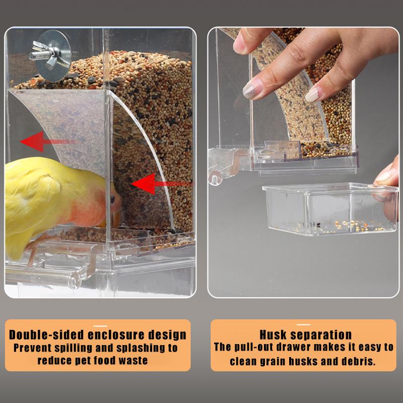1PC Automatic Parrot Feeder Spill-Proof Splash-Proof Bird Food Box Feed Trough Dispenser Peony Design for Avian Feeding