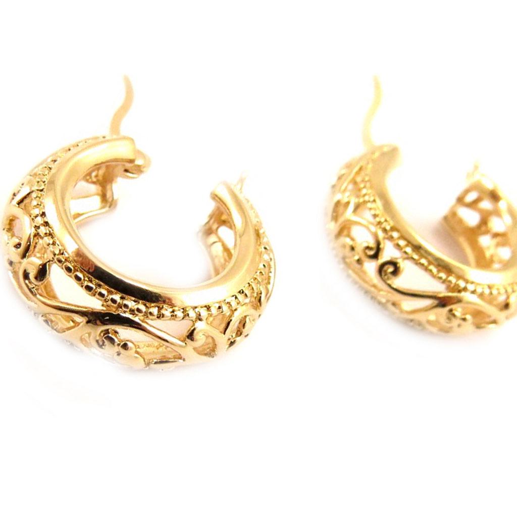 Les Trésors De Lily [L4319] – Pozlacené kruhové náušnice „Clothilde“ – 15x8 mm