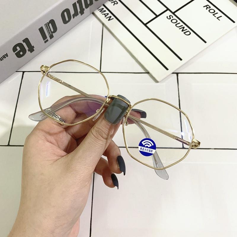 Retro Polygonal Glasses Finished Myopia Glasses Frame Personalized Multi-Anti-Blue Flat Glasses