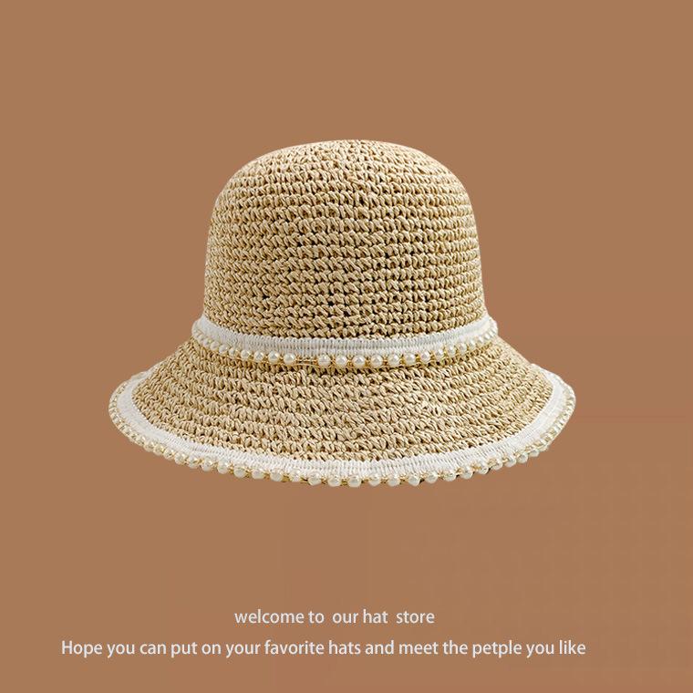 Hat Women's Spring and Summer Versatile Big Brim Straw Hat Summer Seaside Bucket Hat Face Small Sunscreen Hat Sun Hat