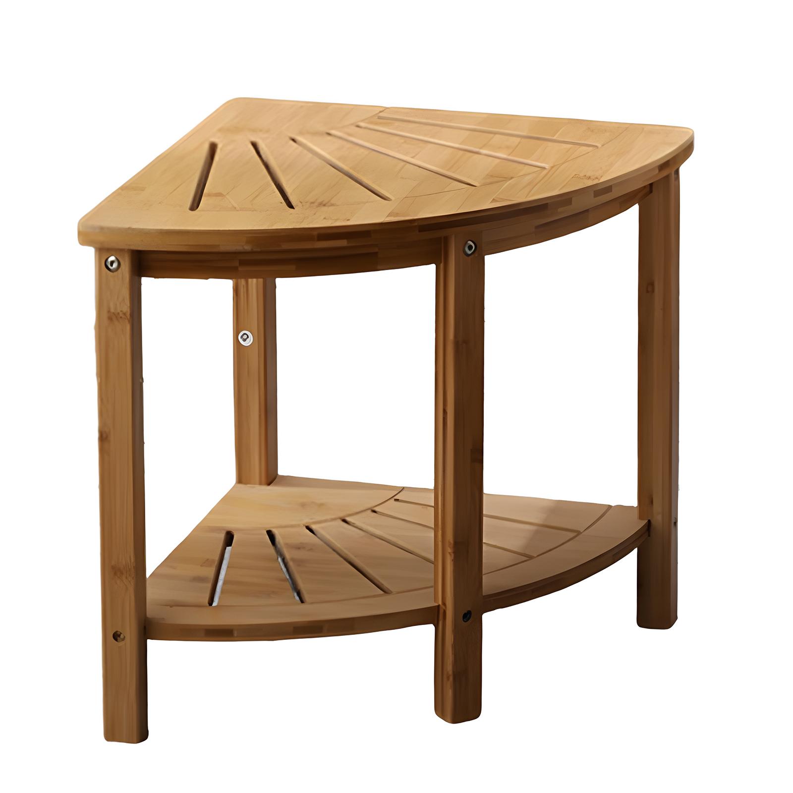 

Угловой табурет для душа с полкой для хранения вещей, противоскользящая скамейка для душа из натурального бамбука, многофункциональная душевая кабина