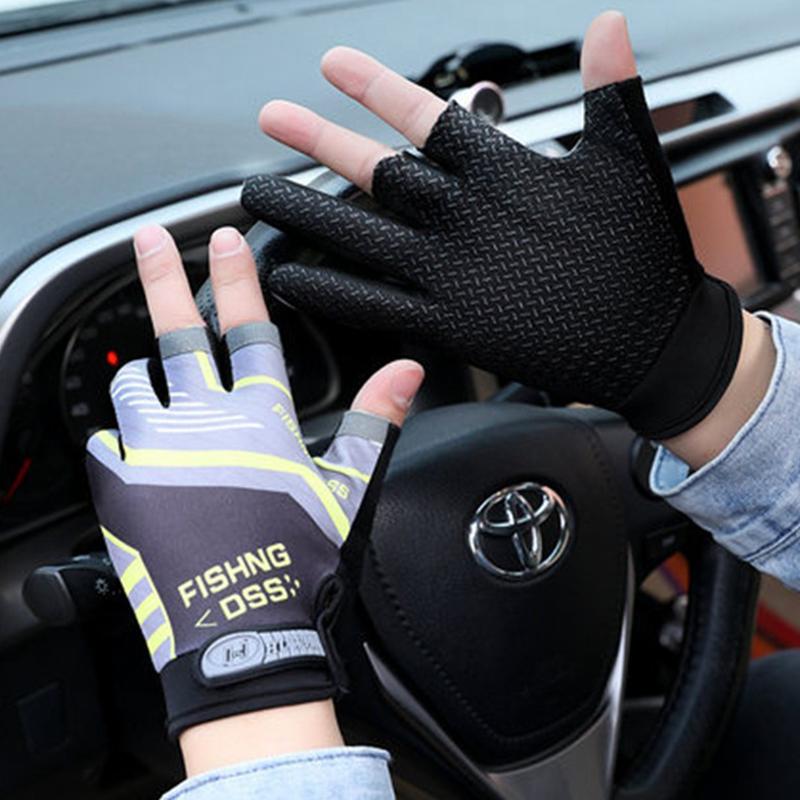 Fishing Gloves, Fishing Routes, Sun Protection, Anti Slip, Ice Silk Breathable Thin Gloves