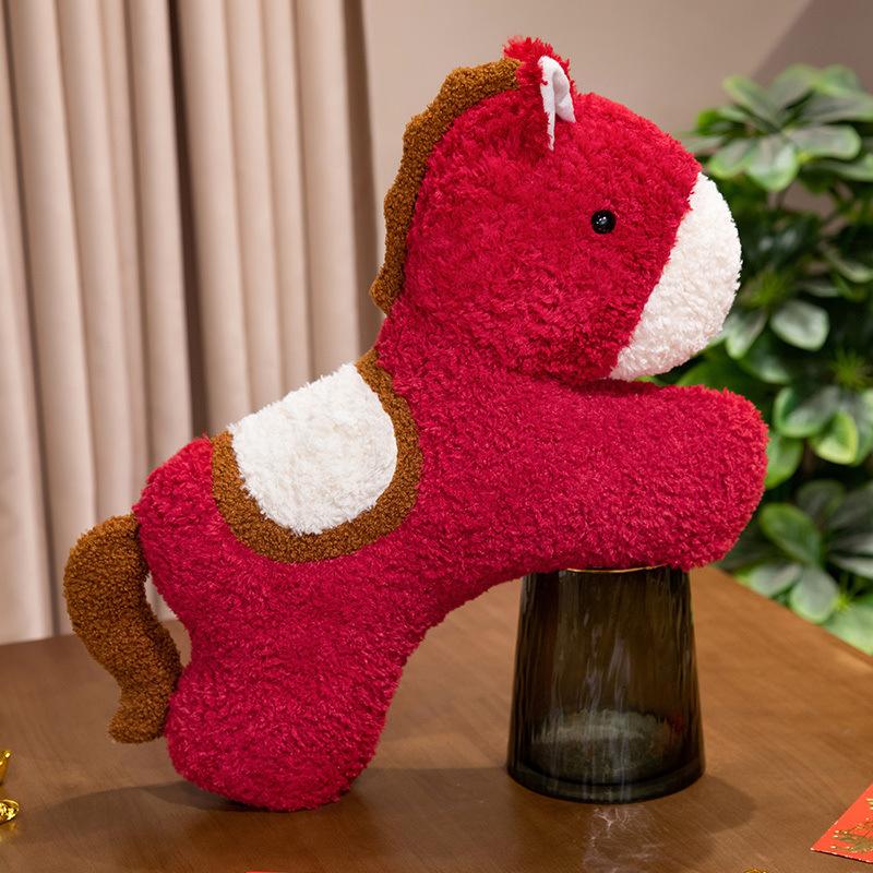 Красная кукла-пони лошадь талисман лошадь-знак зодиака кукла-пони декоративная подушка подарок на новогоднее мероприятие 55cm