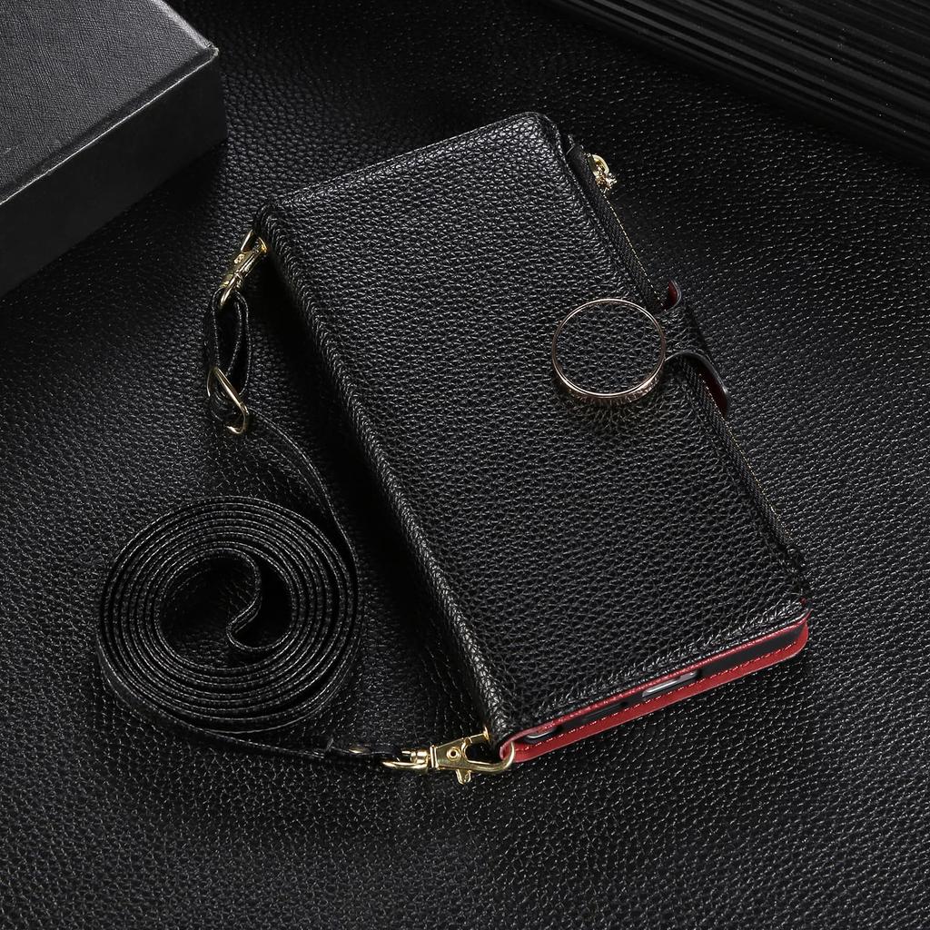 Custodia a Tracolla per Samsung Galaxy S25 Ultra Edge S24 Plus S23 FE S22 S21 S20 Note20 A56 A36 Fibbia Circolare Portafoglio Portacarte in Pelle