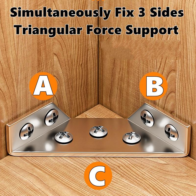 Universal Stainless Steel Furniture Corner Connector, Angle Corner Bracket with Screws for Shelves Wood Furniture Cabinets