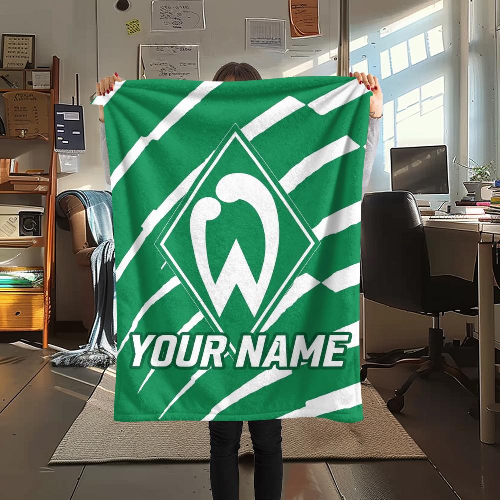 1PC Custom Name SV Werder Bremen Patterned Flannel Blanket Suitable For All Seasons for Home Decor Warmth and Comfort Gifts Holiday Present