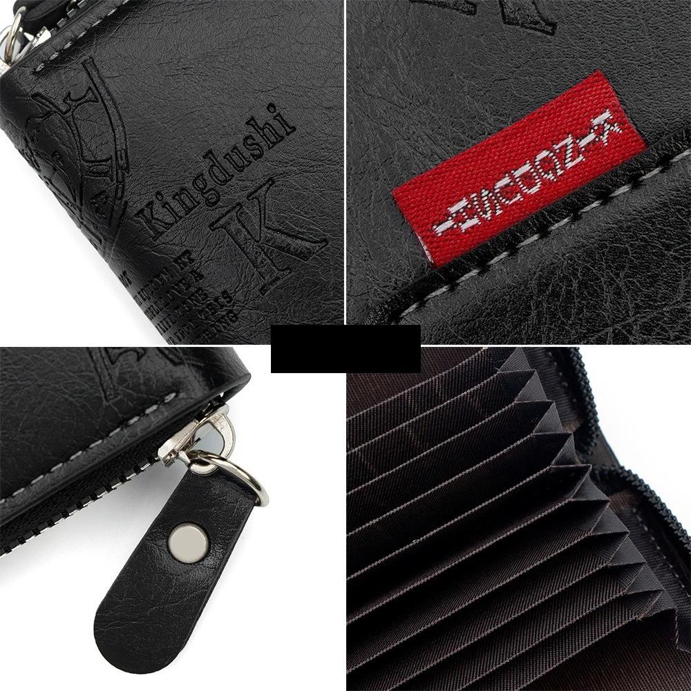 Vintage Organ Men Card Holder Wallet PU Leather Letter Card Bag Purse Multiple Card Slots Portable Credit  Stylish Retro Design