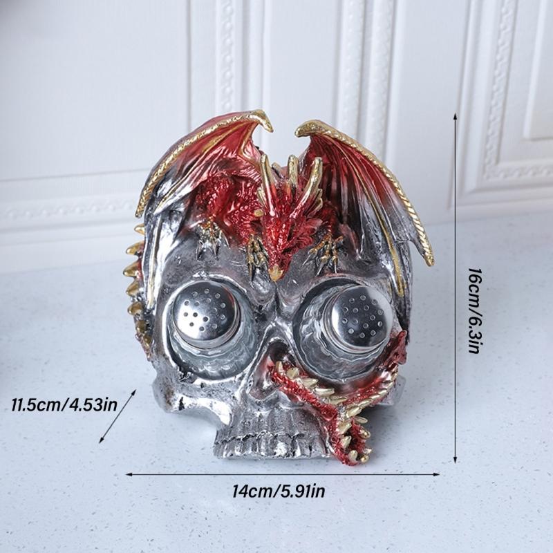 Decorative Skull Seasoning Box Rack Unique Beverage Stand Kitchen Accessory Seasoning Box Holder Resin Texture for Home