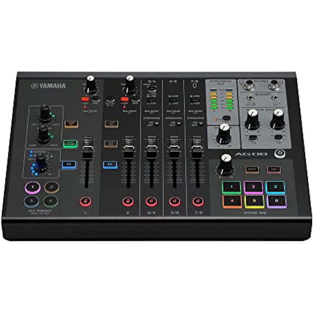 YAMAHA YAMAHA Live Streaming Mixer Live Streaming 8 Channel Built-in Voice Changer Black AG08 B